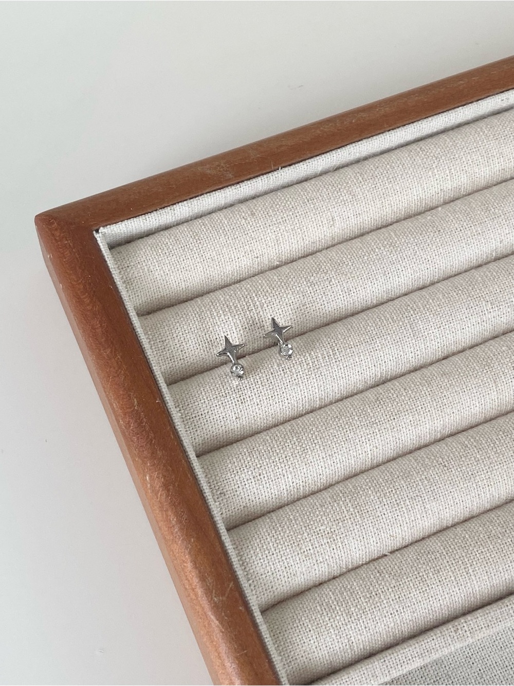 4/$15 Silver Star Stud Earrings with Crystal Drops